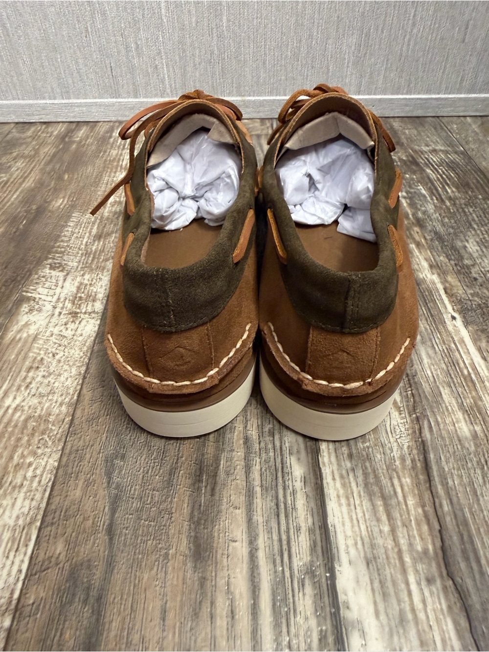 Sperry Two-Tone Brown & Tan Suede Boat Shoes Size 13 - Picture 10 of 16